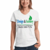 Landscaper - Ladies White 'V' Neck Tee Shirt with 3 color logo.