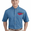 Denim Button Shirt embroidered 3 colors for Office Supply Distributor