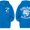 Pullover Hooded Sweatshirt with 1 color screen print front and back.